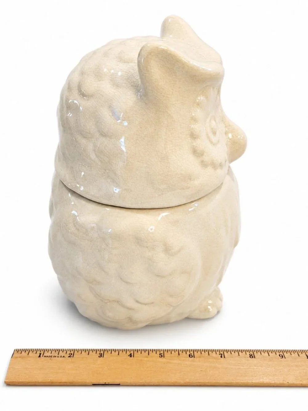 Threshold Owl Cookie Jar Cream Crackle Glaze Stoneware Ceramic Owl Canister